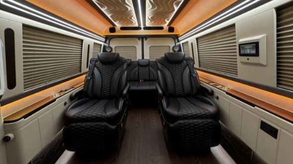 8 passenger sprinter van inside garland